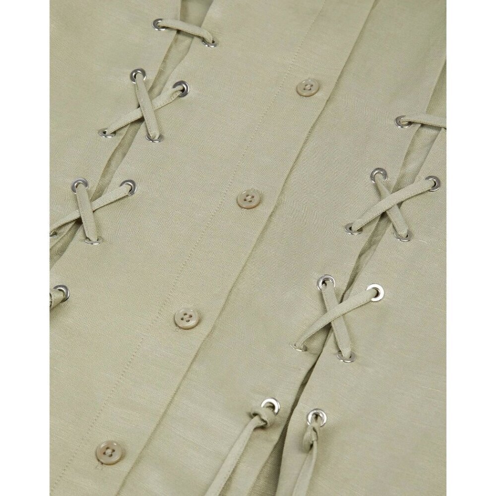 The Kooples French Designer Fashion Light Green Button-Up Dress Size Medium FR 2 - Picture 4 of 13